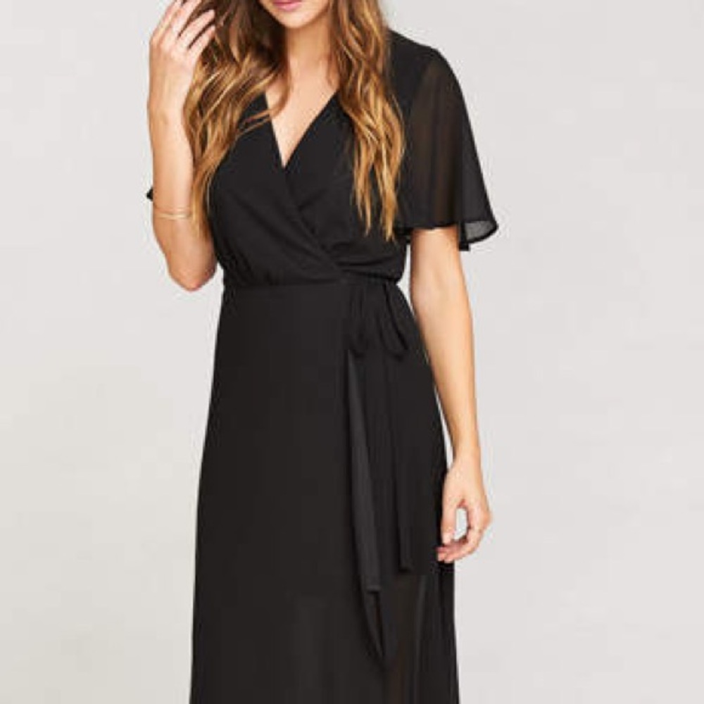 SMYM Sophia Wrap Dress Black Chiffon WORN 1x